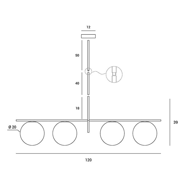 Jugen - Sospensione a 4 luci - MILOOX